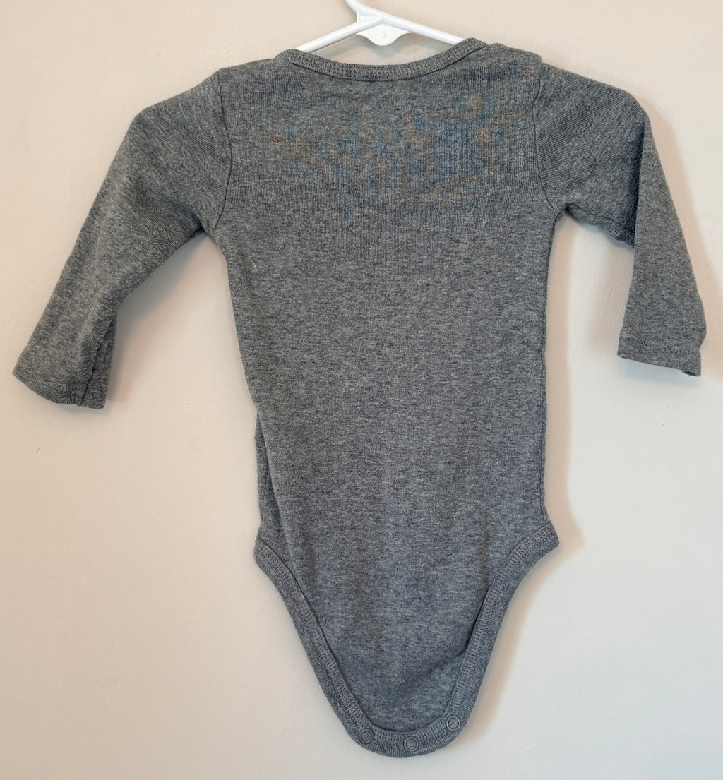 Soft Gray Long Sleeve Onesie | 3–6m