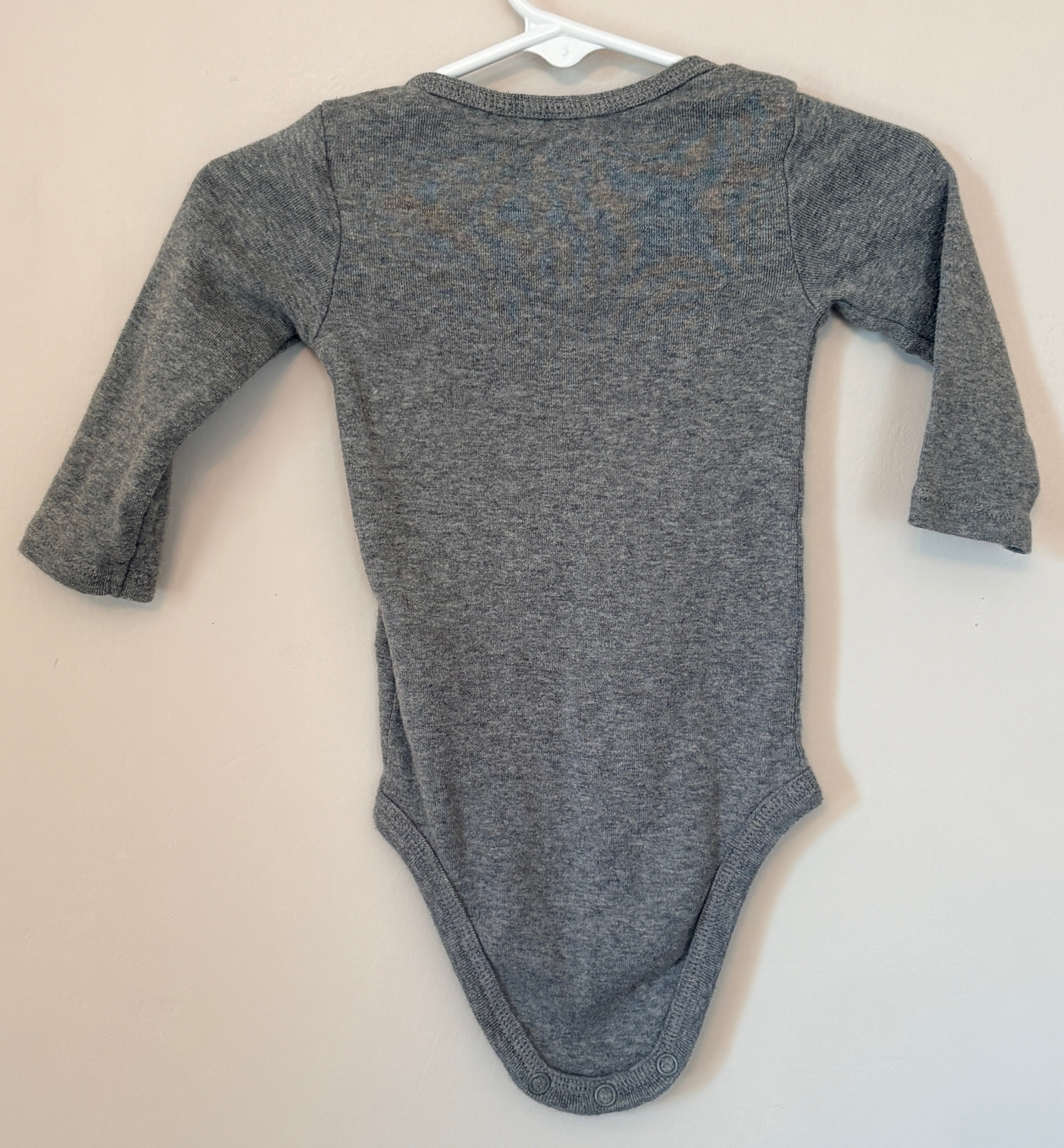 Soft Gray Long Sleeve Onesie | 3–6m