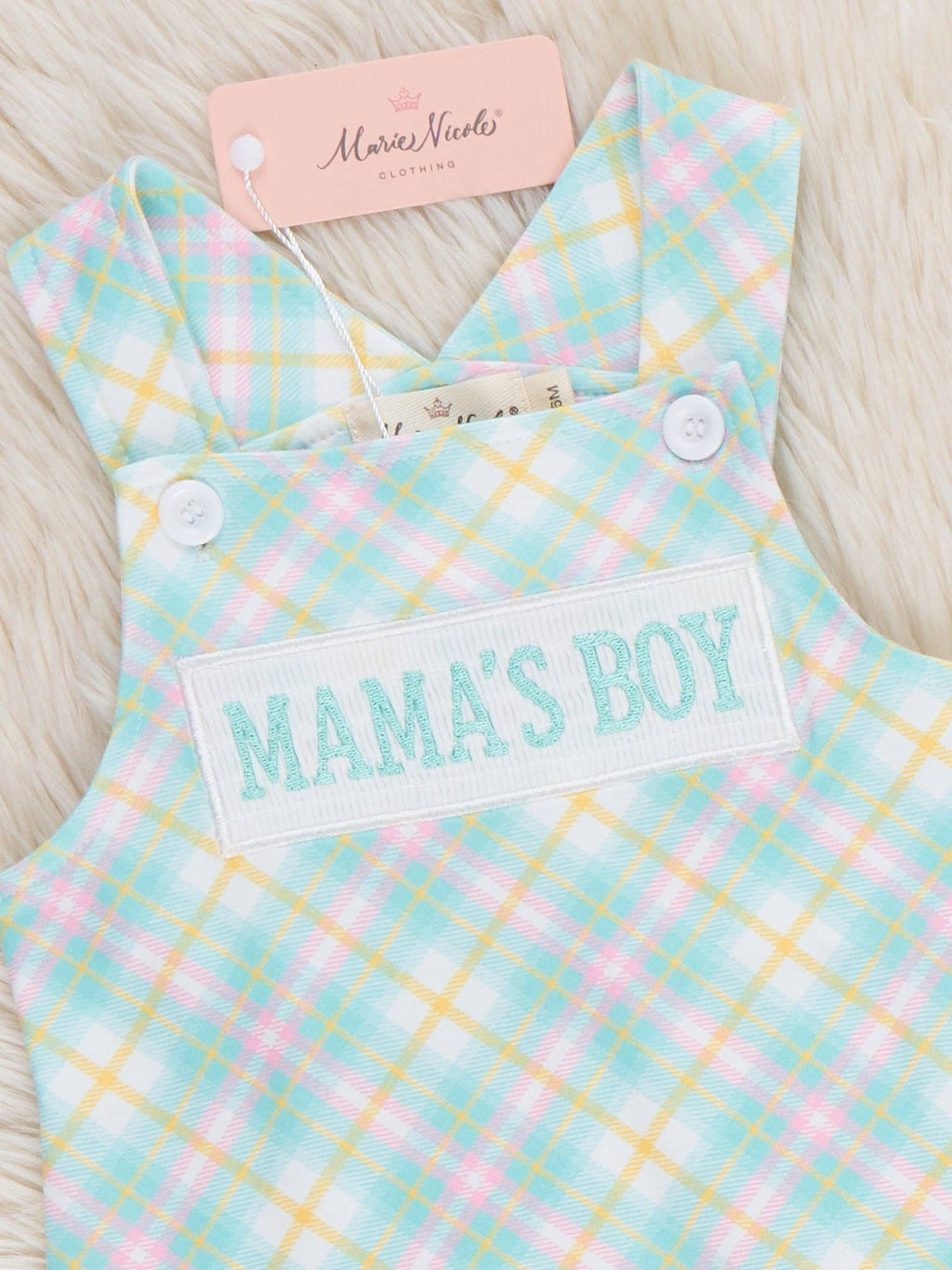 Mama’s Boy Pastel Plaid Smocked Johnny