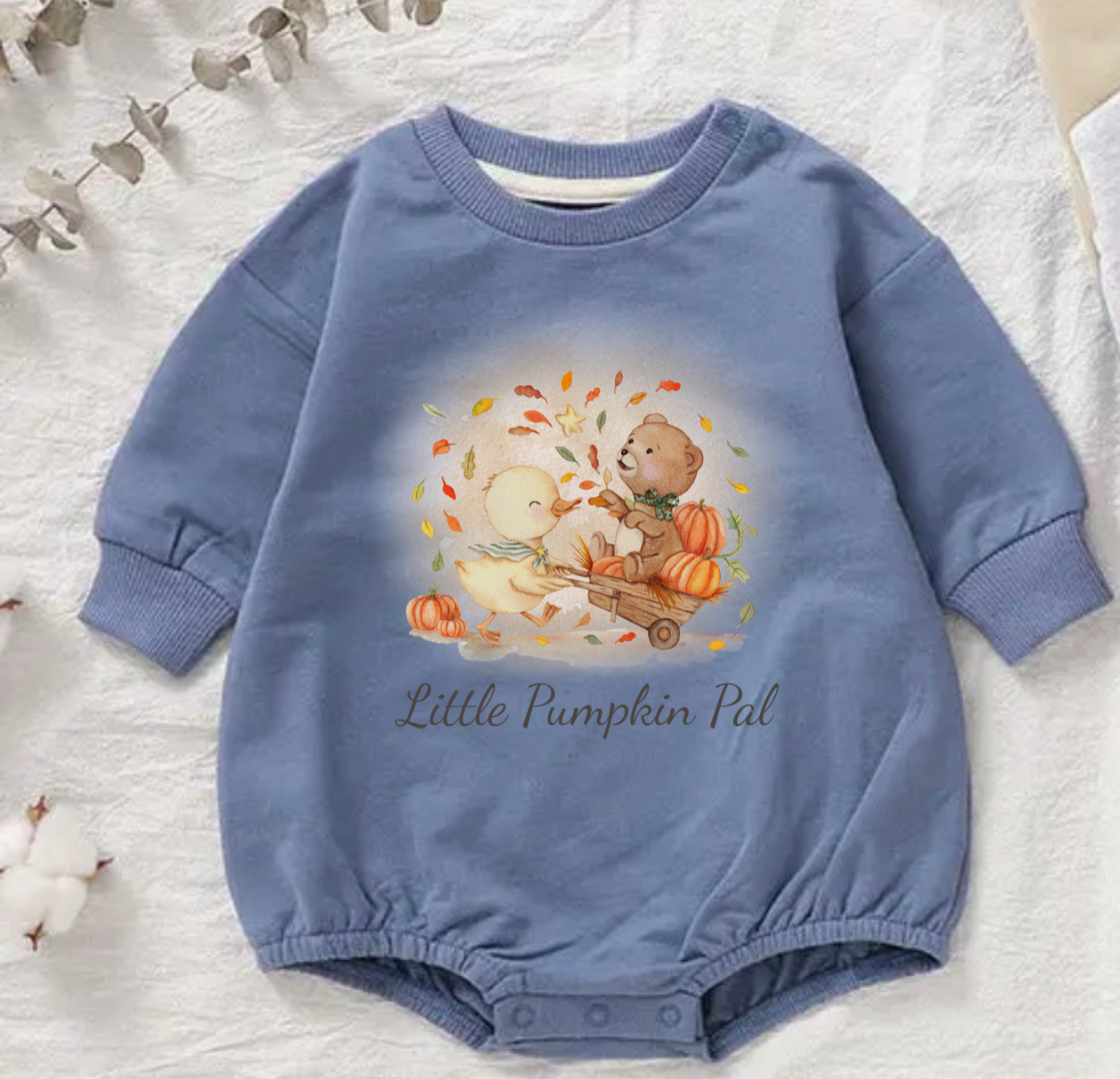 Little Pumpkin Pal Long Sleeve Bubble Romper