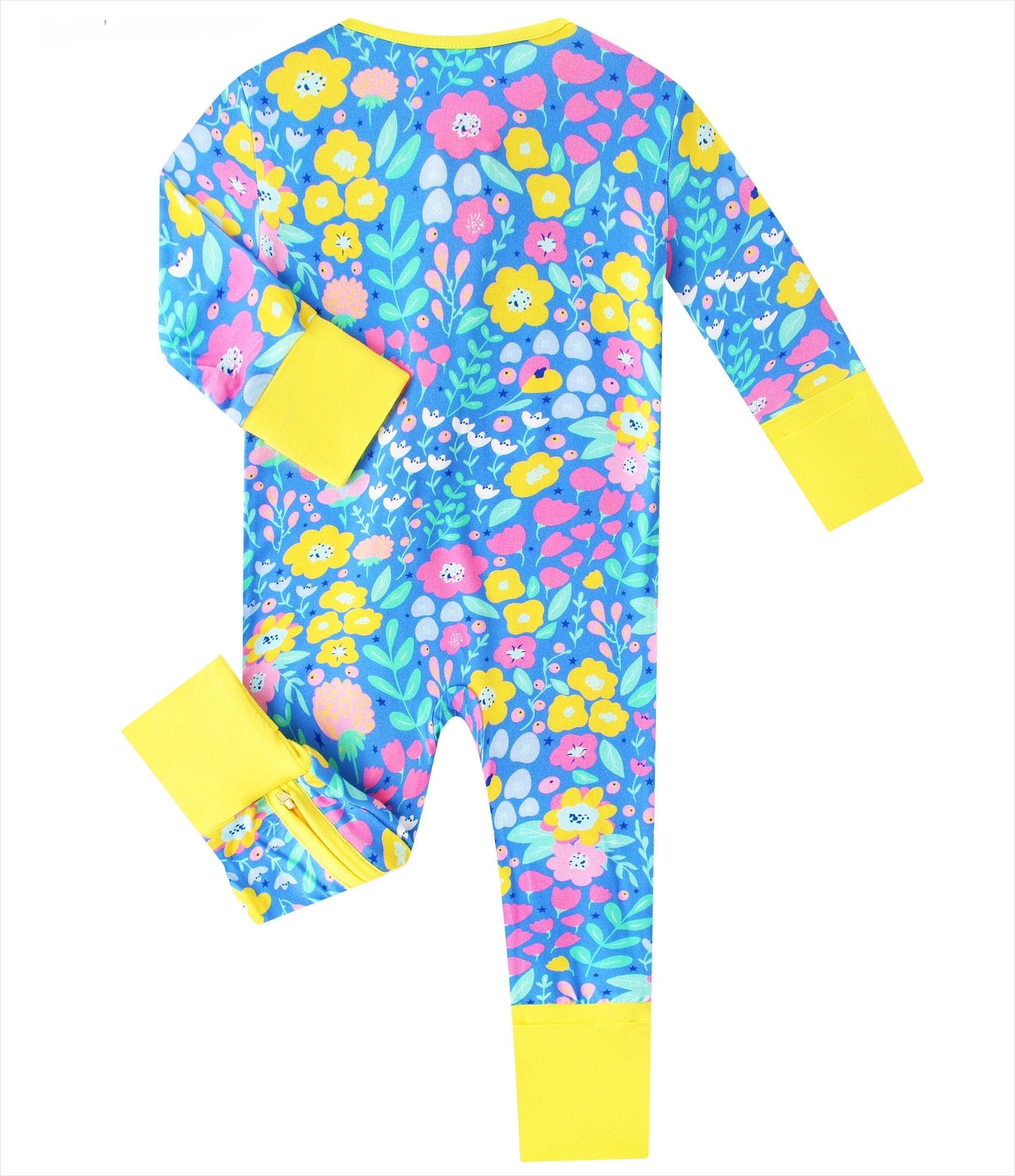Posh TOT Sunny Blooms Bamboo Baby Convertible Zippy Romper