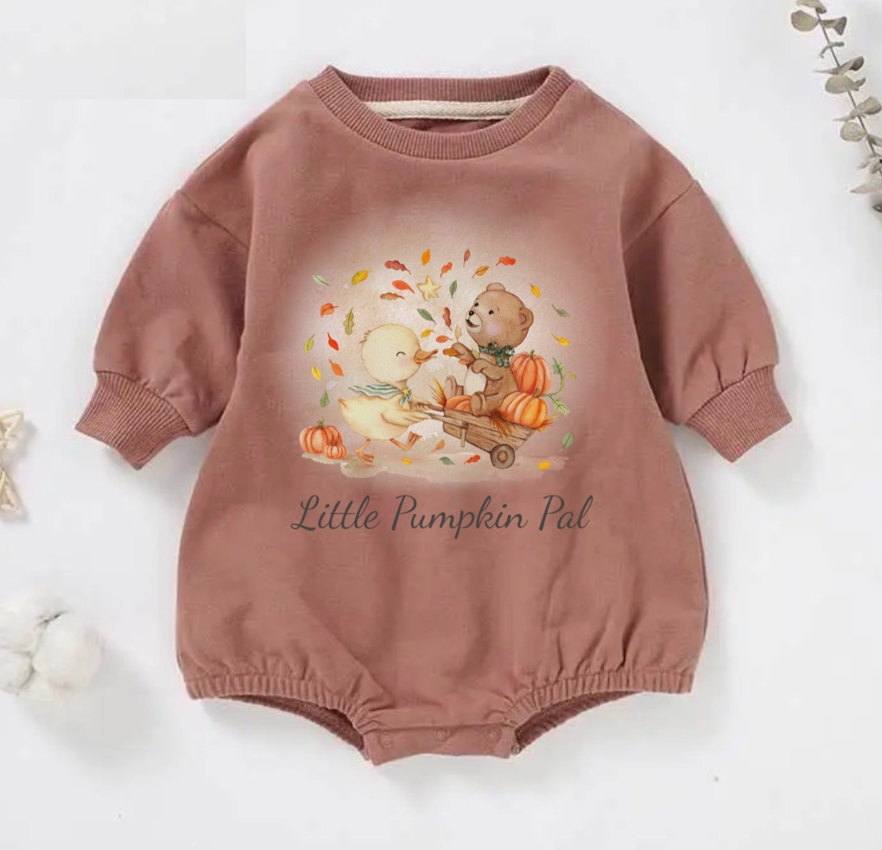 Little Pumpkin Pal Long Sleeve Bubble Romper