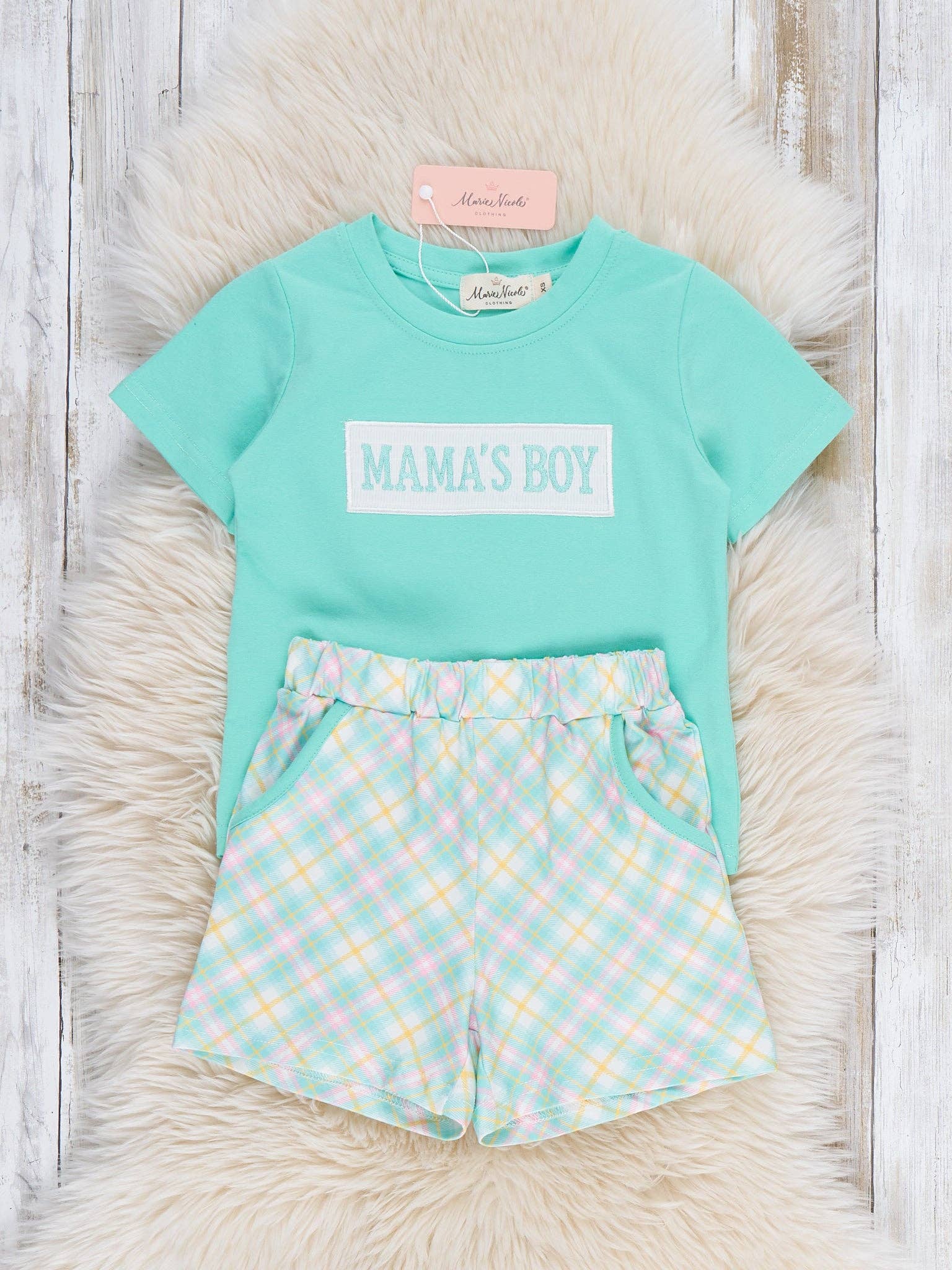 Mama’s Boy Pastel Plaid Smocked Outfit