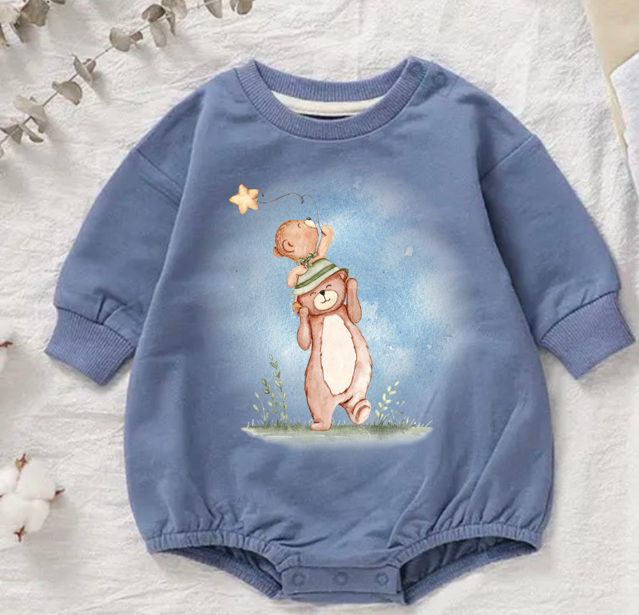 Little Buddy Bear Long Sleeve Bubble Romper