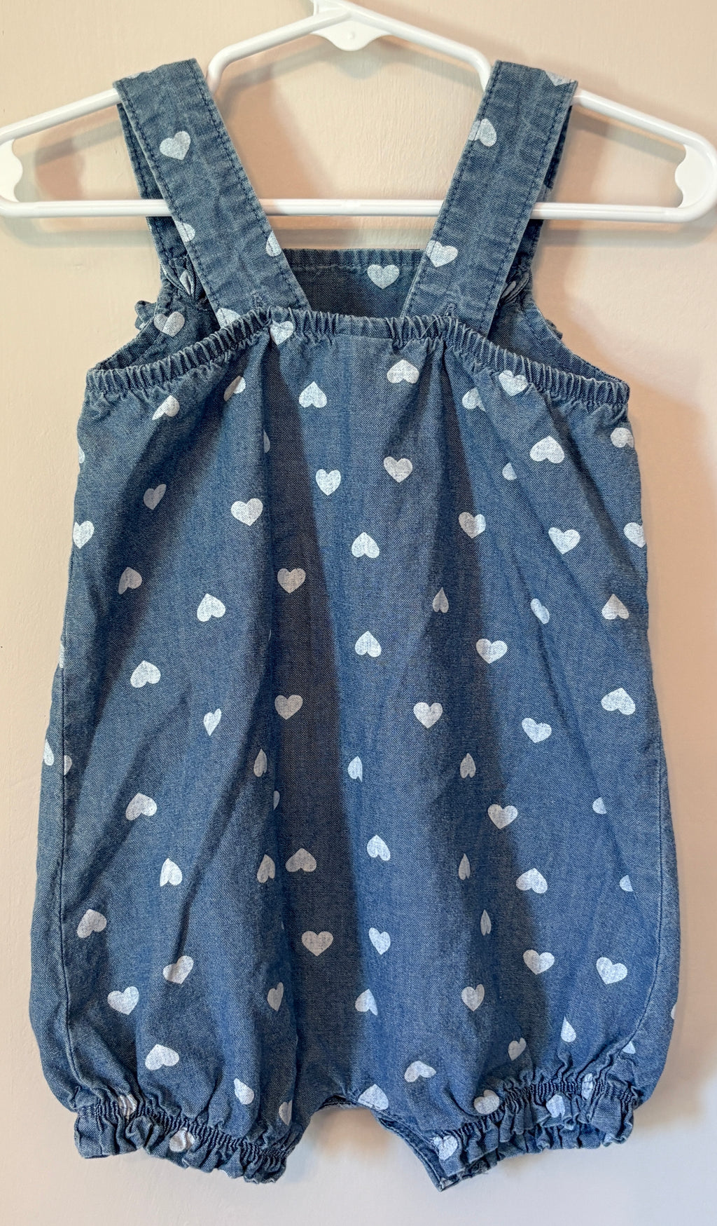 Little Heart Chambray Romper | 9-12m