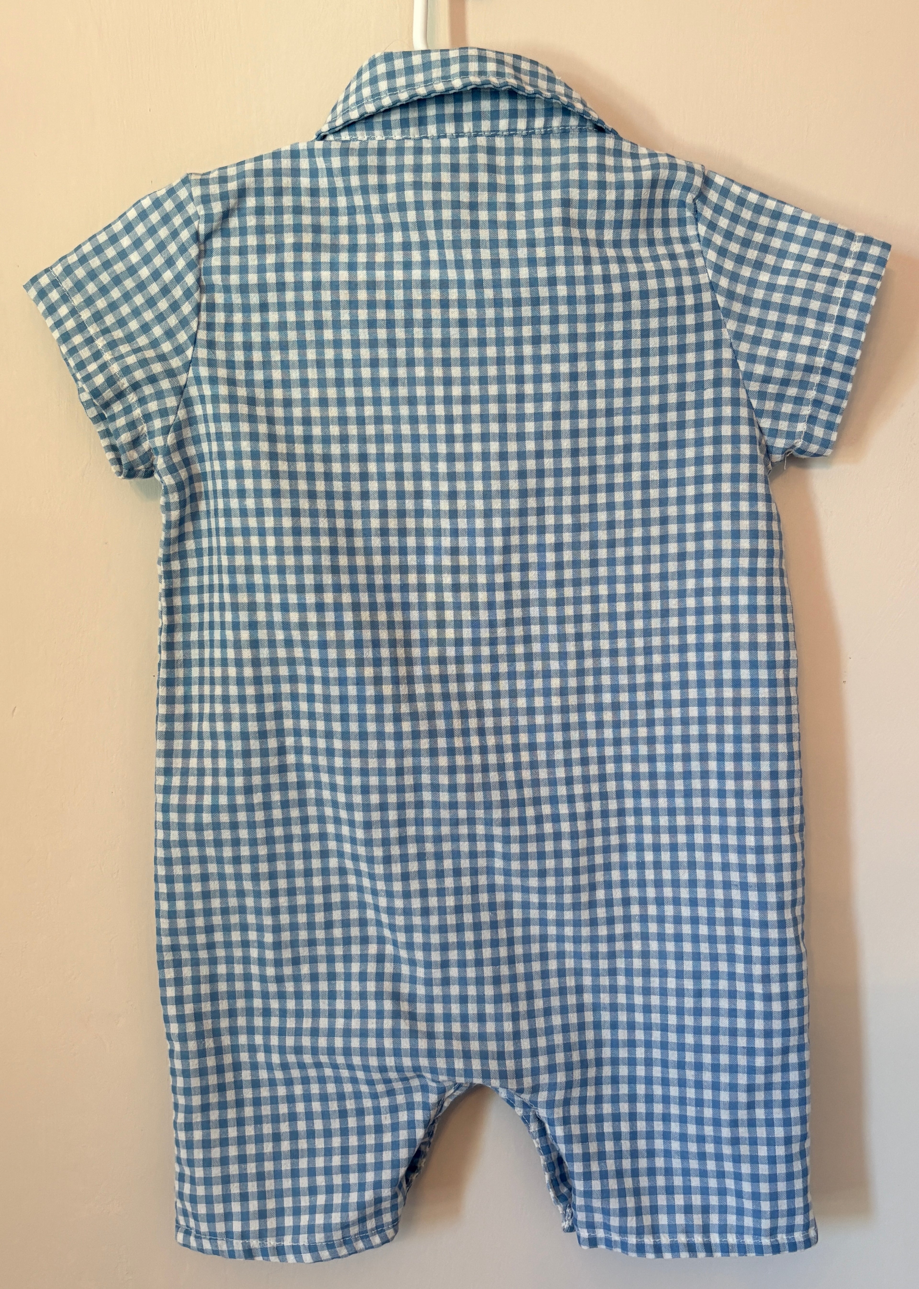 Blue Gingham Romper | 6-12m