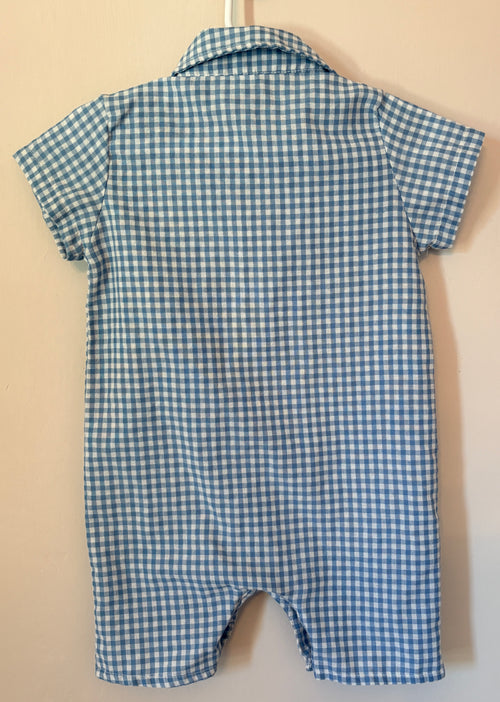 Blue Gingham Romper | 6-12m