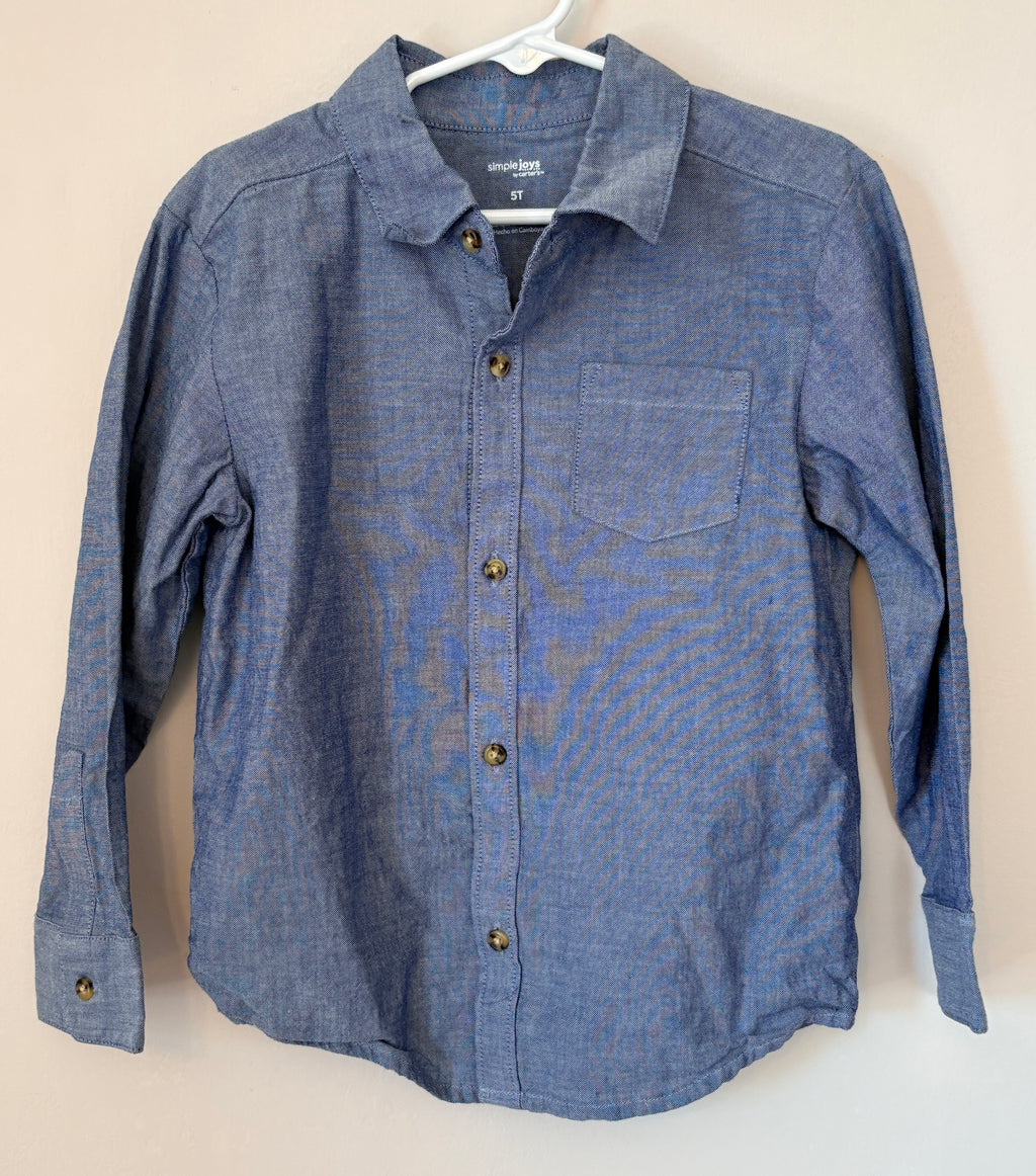 Blue Long Sleeve Button Up | 5T