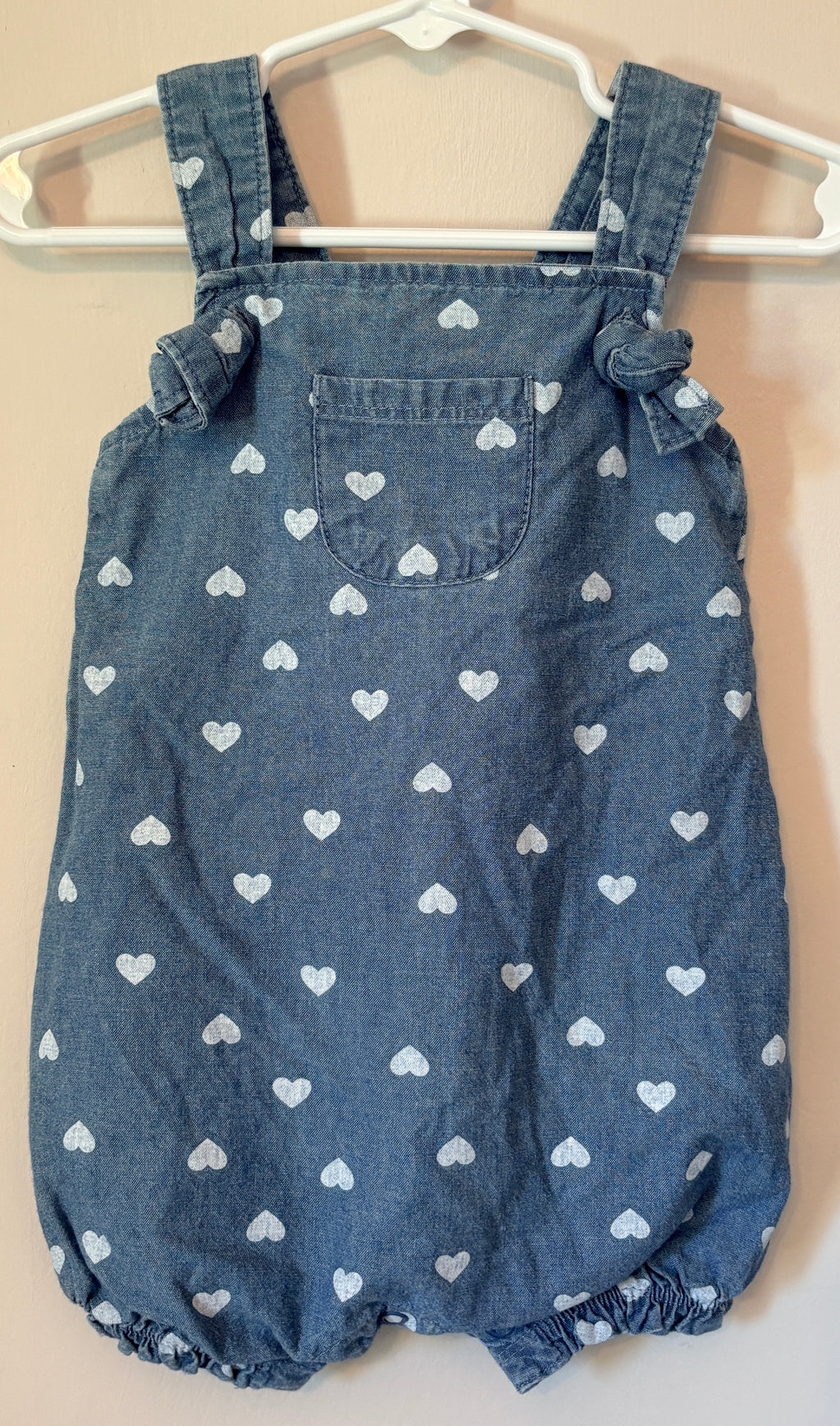 Little Heart Chambray Romper | 9-12m