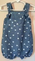 Little Heart Chambray Romper | 9-12m