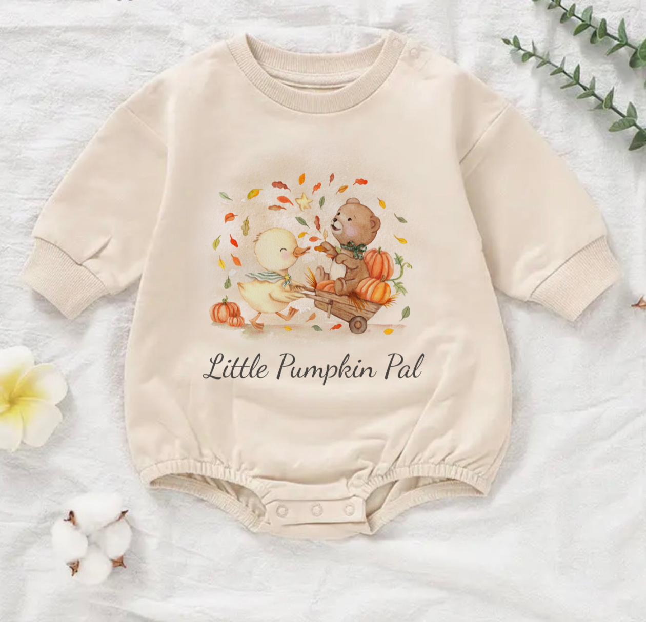 Little Pumpkin Pal Long Sleeve Bubble Romper