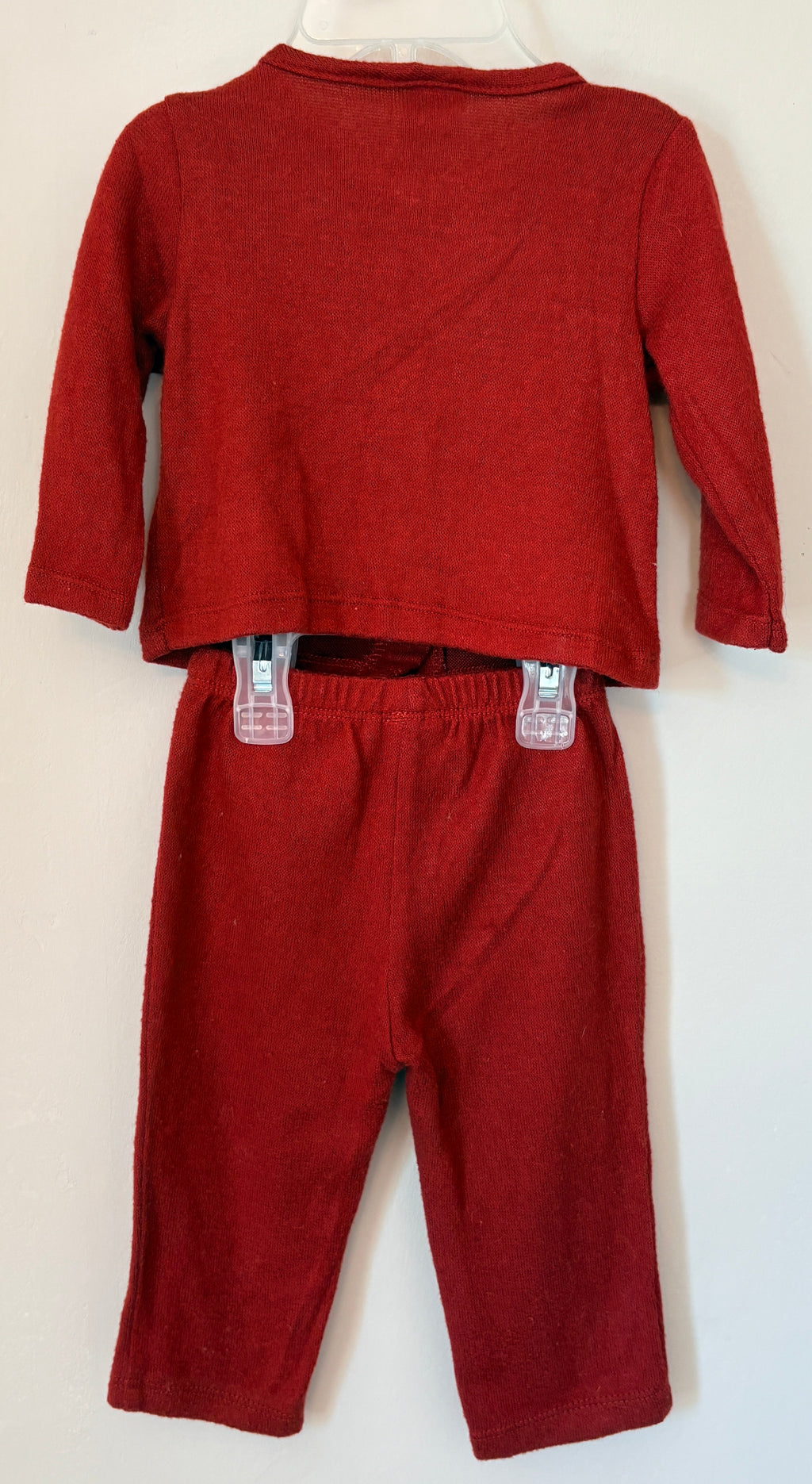 Maroon Knit Cardigan Set | 3-6m