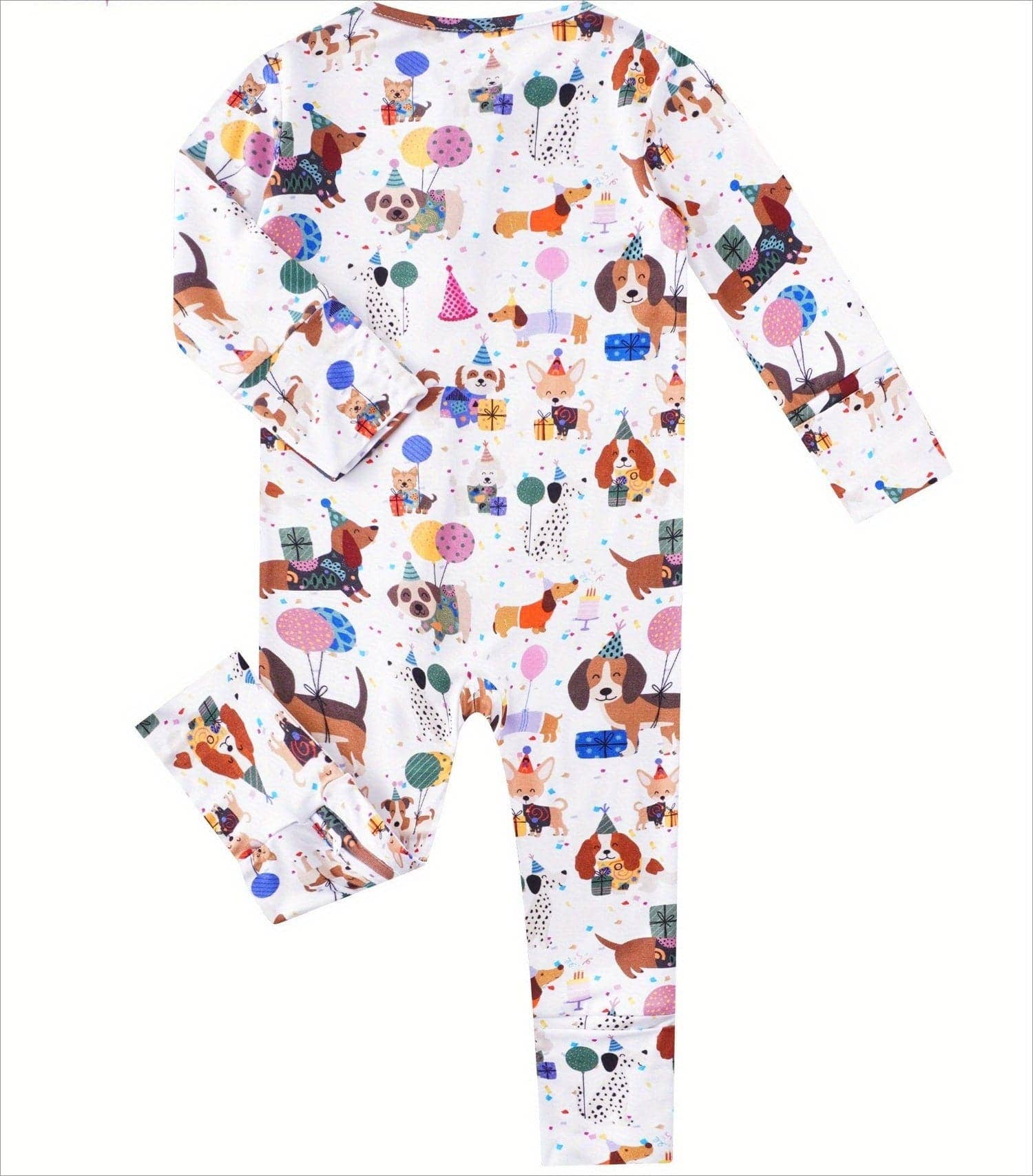 PoshTOT Animal Party Bamboo Baby Convertible Zippy Romper
