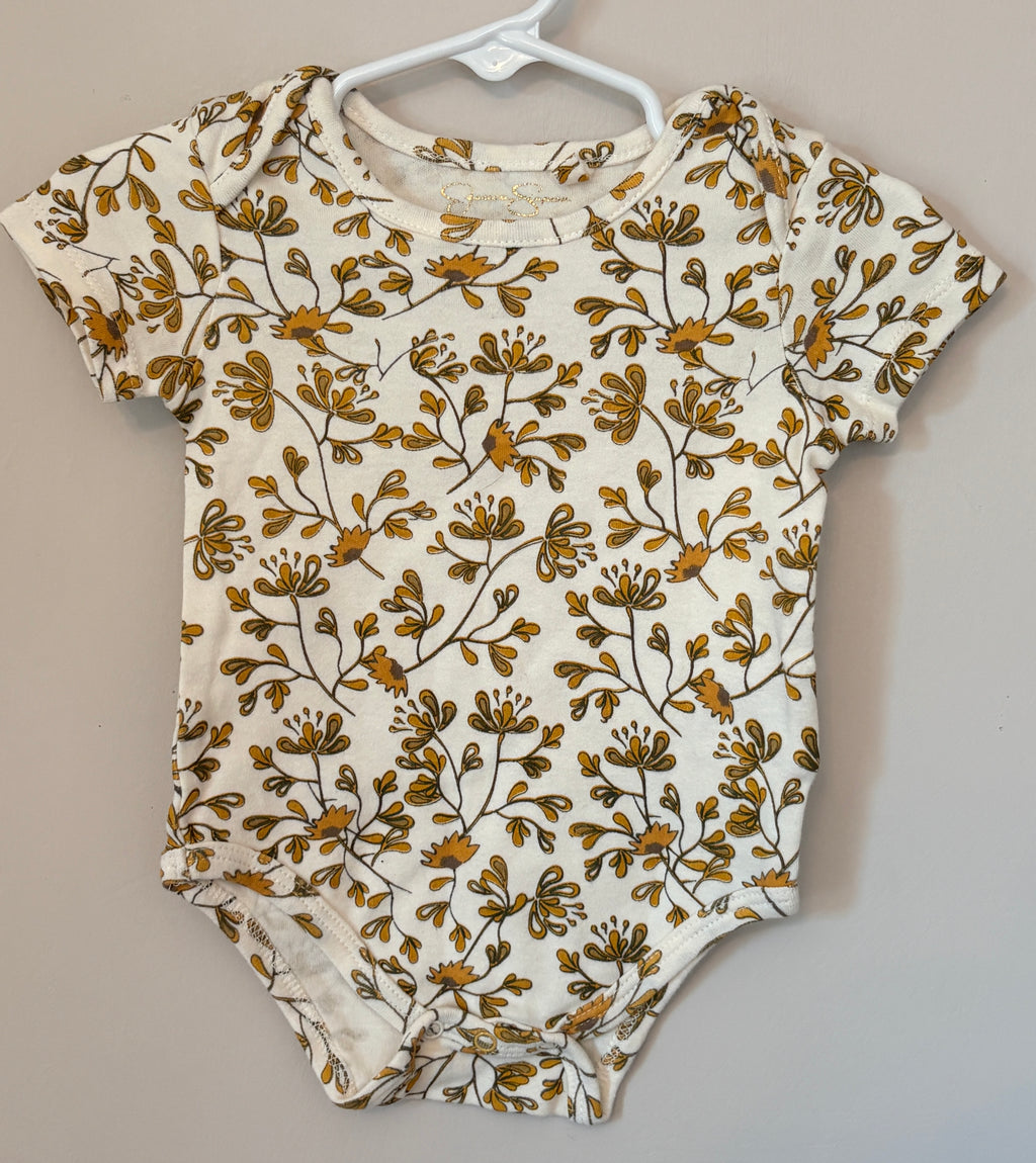 Golden Floral Onesie | 6–9m