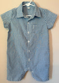 Blue Gingham Romper | 6-12m