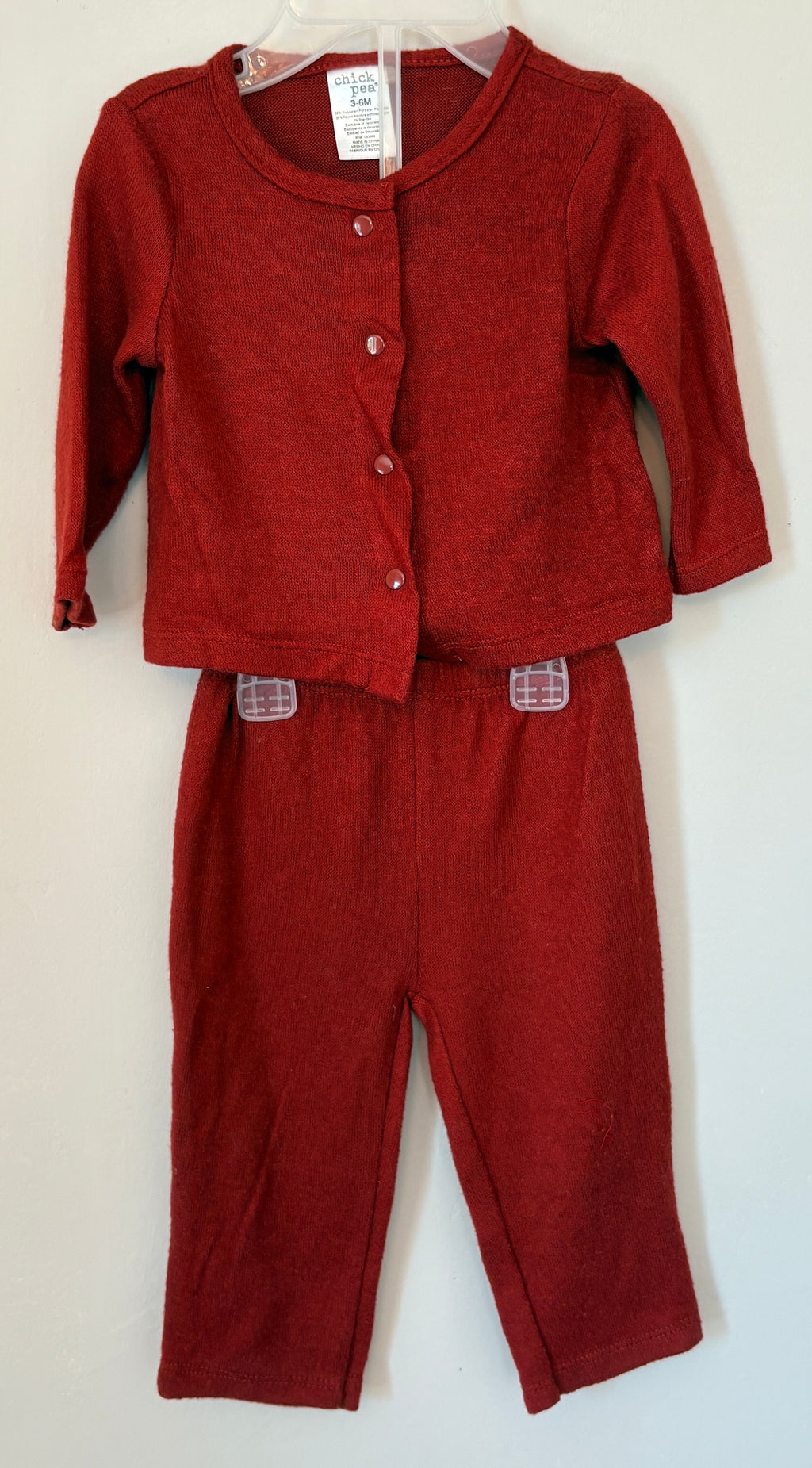 Maroon Knit Cardigan Set | 3-6m
