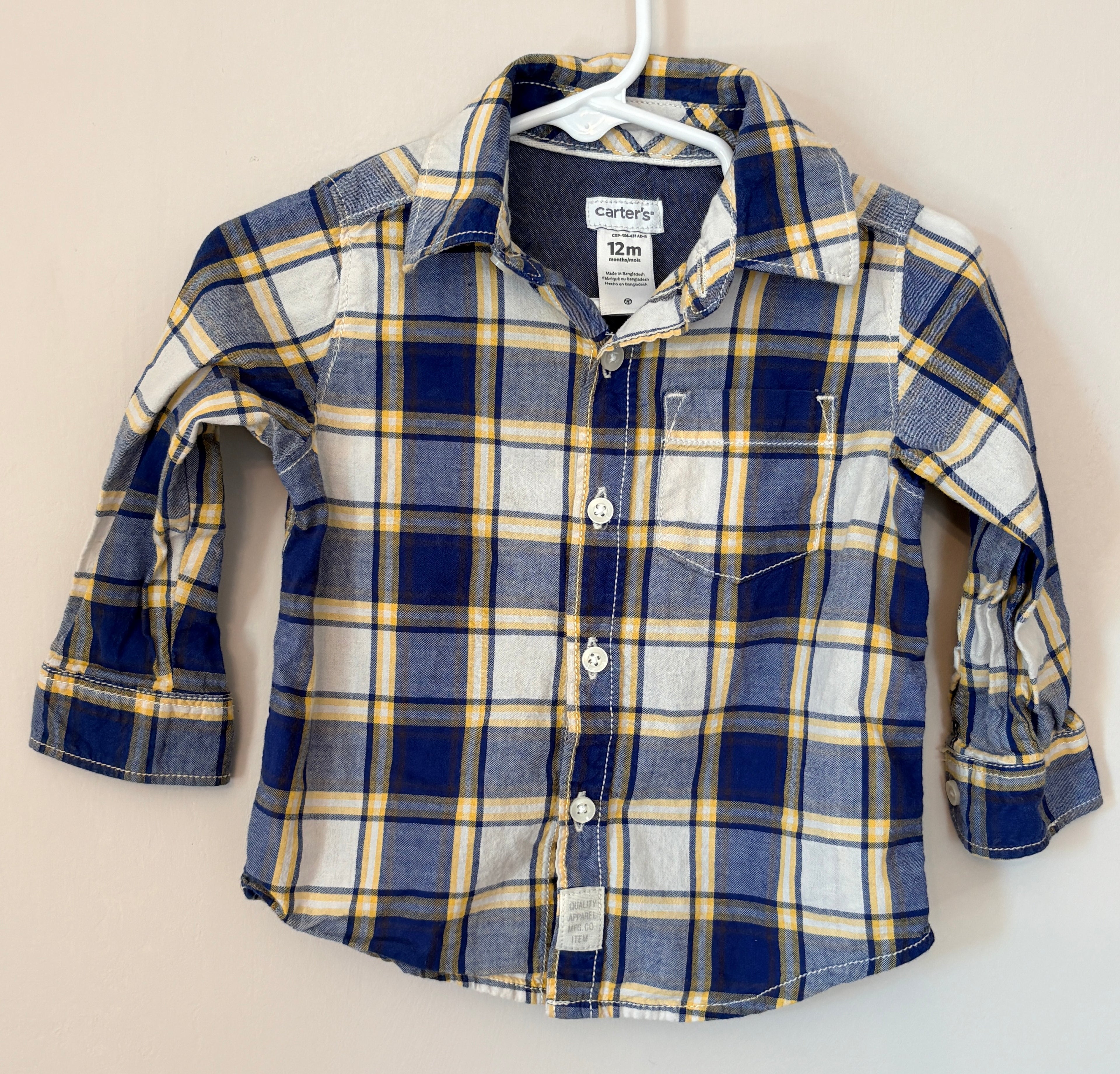 Blue & Yellow Plaid Shirt | 6-12m