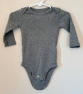 Soft Gray Long Sleeve Onesie | 3–6m