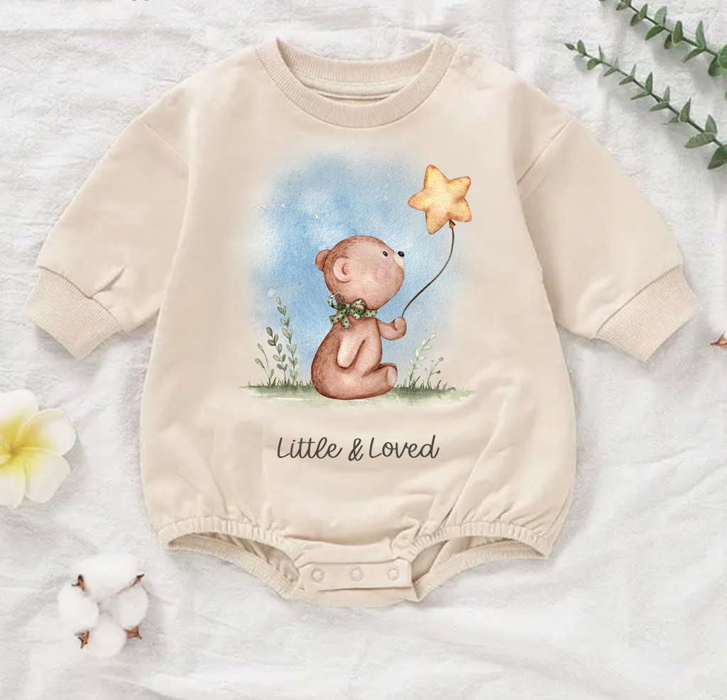 Little & Loved Bear Long Sleeve Bubble Romper