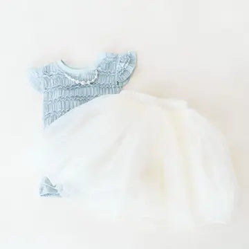 Ruffle Blue Pearl Shirt and Chiffon Skirt with built in shorts
