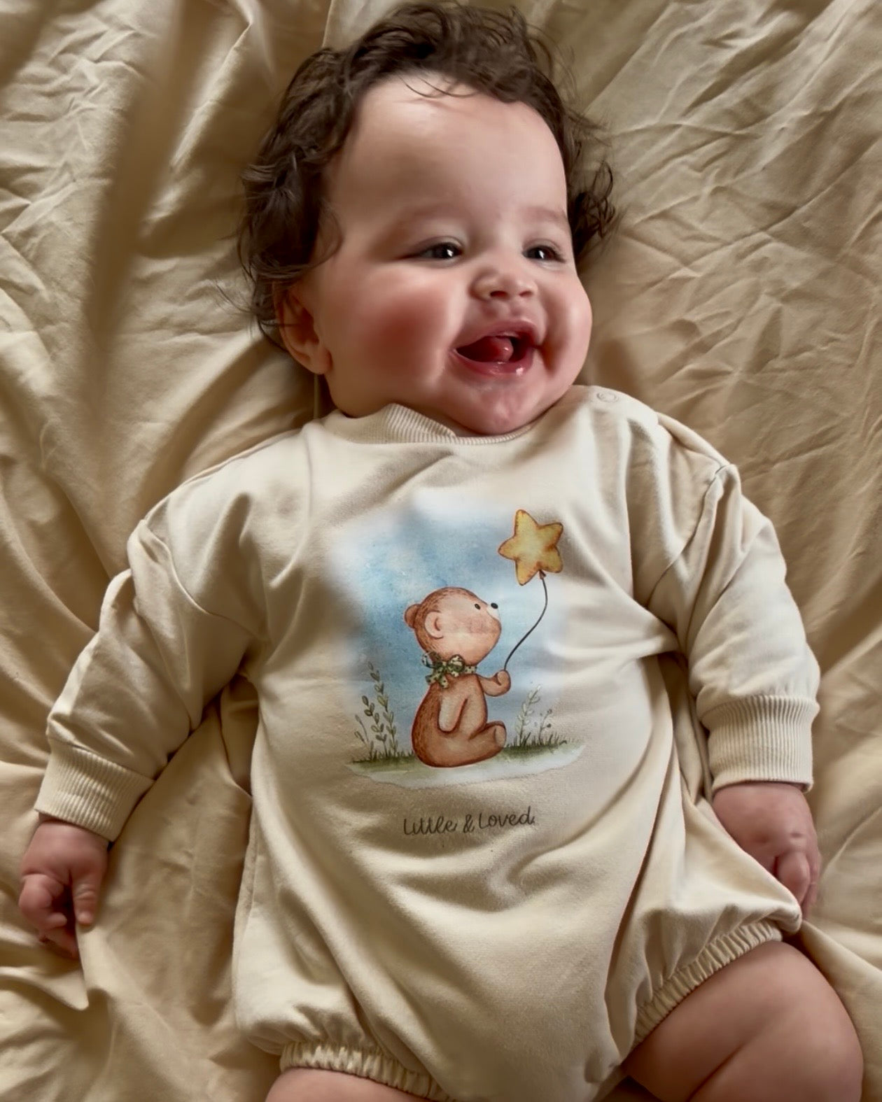 Little & Loved Bear Long Sleeve Bubble Romper