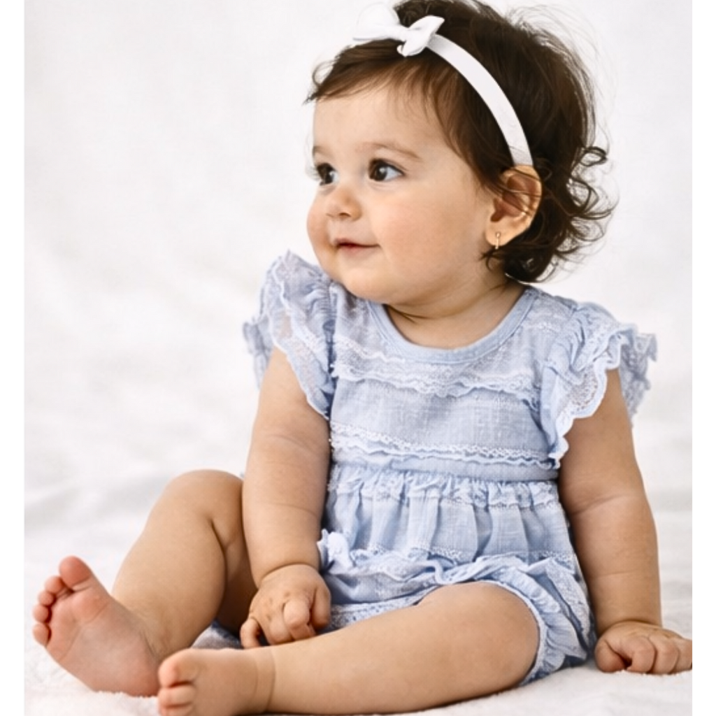 Ruffle Blue Pearl Onesie- Infant