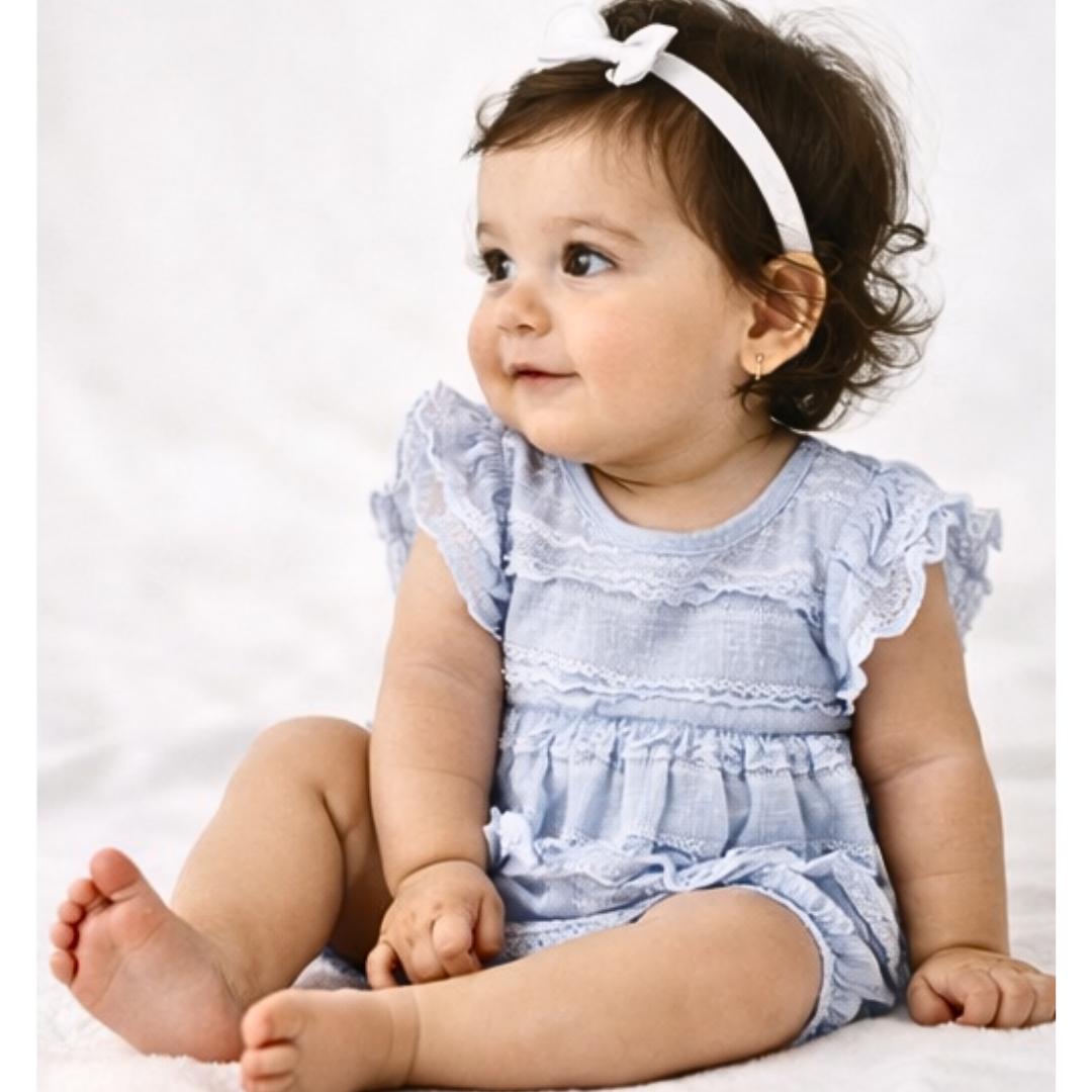 Ruffle Blue Pearl Onesie- Infant