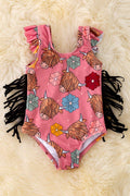 Highland Cow Fringe Swimsuit