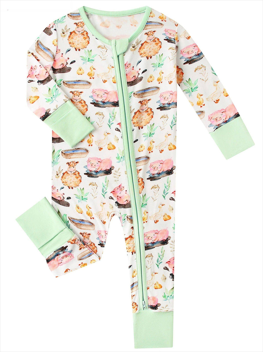 Posh TOT Farmyard Fun Bamboo Baby Convertible Zippy Romper